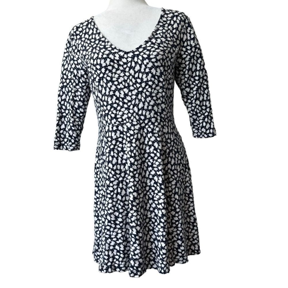 Lark & Ro Pullover Dress Blue White Floral SZ L